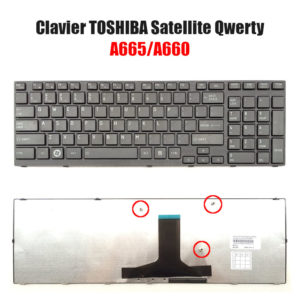 Clavier TOSHIBA A665-A660 Satellite Noir Qwerty + pavé numérique