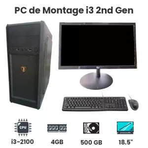 PC de Montage i3-2100|4GB|500HDD|18.5