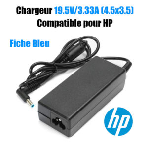 Chargeur HP 19.5V 3.33A PIN FICHE BLEU (4.5 X 3.5)