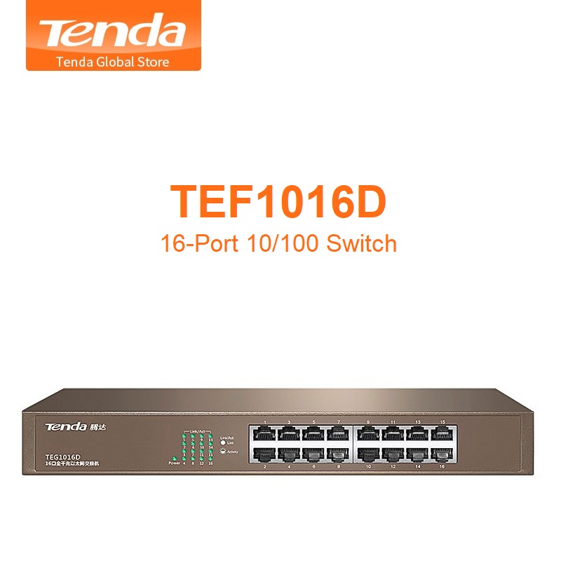 Switch Tenda 16-ports TEF1016D Ethernet 10/100Mbps