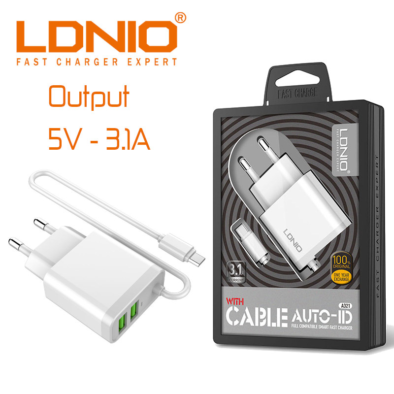 LDNIO 3.1A 2*USB A321 Fast Charger Type-C #0