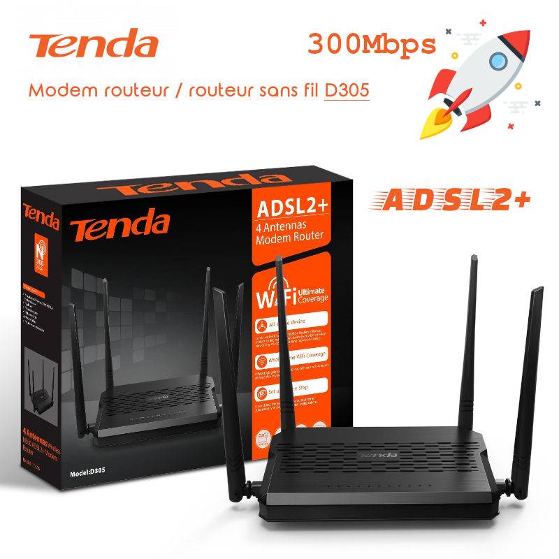 Tenda D305 Modem&Routeur Adsl2+ 300Mbps image#00