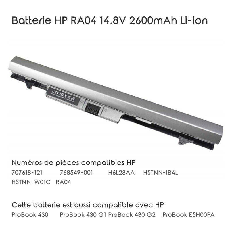 Batterie HP RA04 14.8V 2600mAh Li-ion