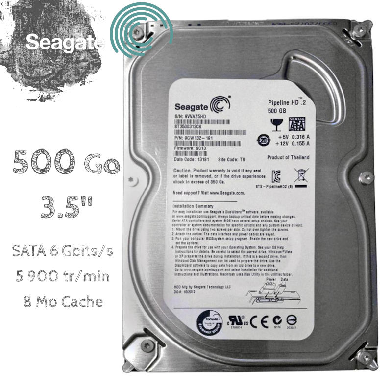 Disque Dur 500Go Seagate SATA 3.5 Pipeline HD 2 ST3500312CS