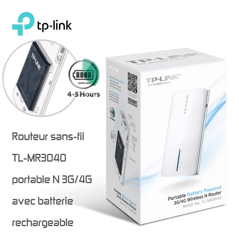 Routeur sans-fil TP-Link TL-MR3040 portable N 3G 4G avec batterie rechargeable image #00
