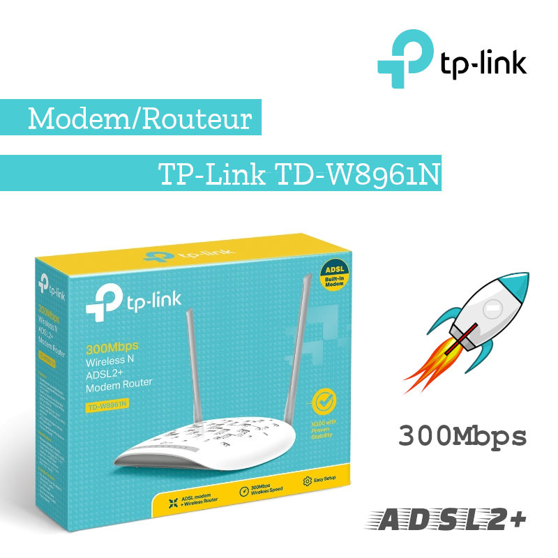 MODEM ROUTEUR TP-LINK SANS FIL ADSL2 + WIFI N 300MBPS