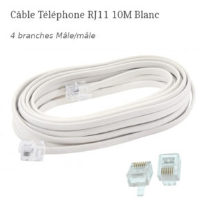 Câble Téléphone RJ11 10M Blanc