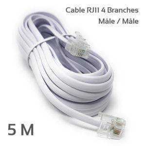 Câble Téléphone RJ11 5M Blanc