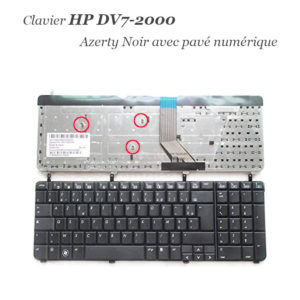 Clavier HP DV7-2000 Azerty Noir avec pavé numérique