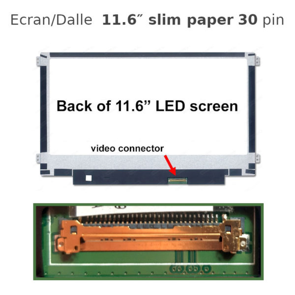 Dalle 11.6″ slim paper 30 pin pour pc portable N116BGE-EB2 REV.C1