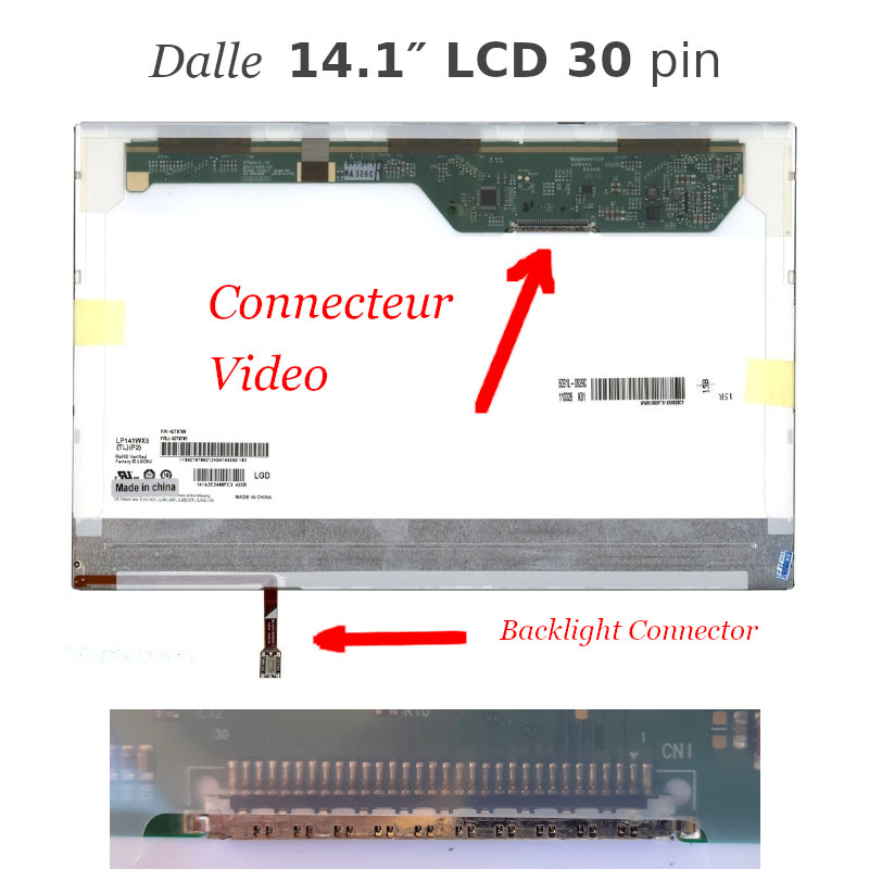 Dalle 14.1 LCD 30 pin pour pc portable 1280x800 - CAPMICRO