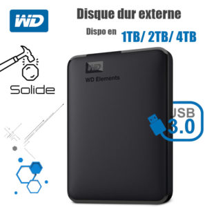 Disque externe WD Elements 1TB 2TB 4TB USB 3.0 Noir