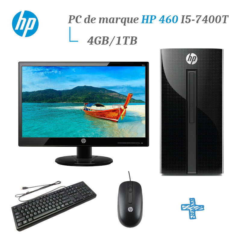 HP 460 i5-7400 4GB/1TB PC de Bureau + Ecran 19ka - CAPMICRO