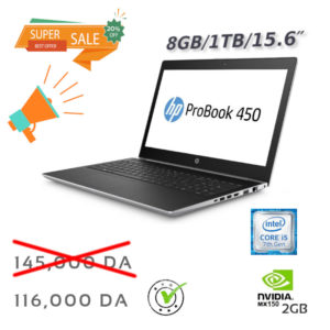 HP Probook-450 i5-7200U G5 PC Portable IPS 8Go 1To 15.6 NVIDIA MX150 GeForce 2G