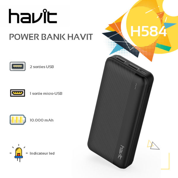 POWER BANK HAVIT 10000mAh H584 avec indicateur LED image #01