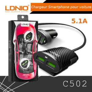 Chargeur Smartphone pour voiture 5.1A LDNIO C502 4*USB image #01