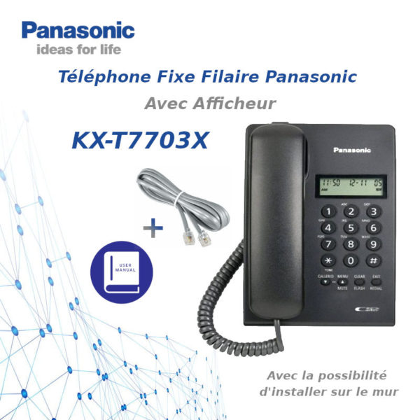 Téléphone Fixe Filaire Panasonic KX-T7703X Avec Afficheur