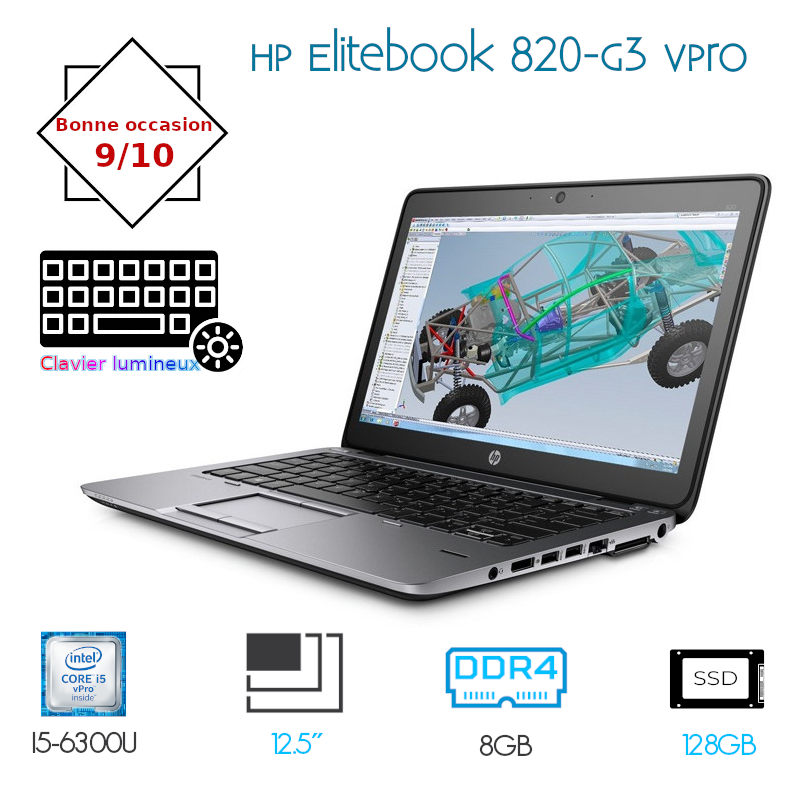 PC portable HP Elitebook 820 – 12 pouces - I5 – Disque dur SSD