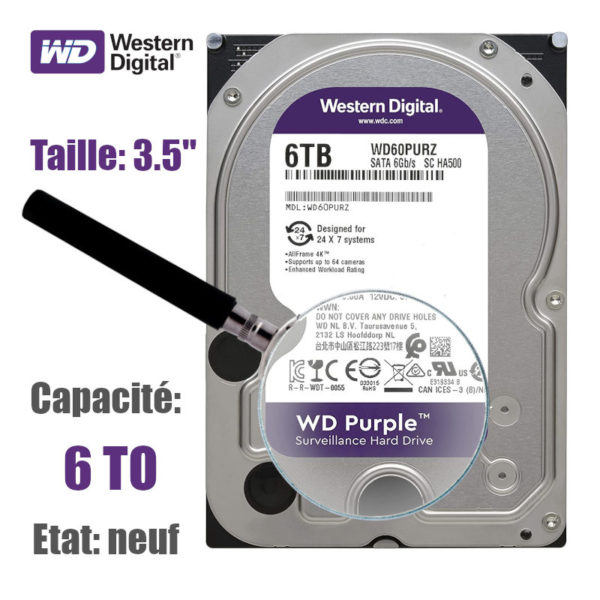 Disque-Dur 6To WD purple pour la vidéo surveillance 3.5"