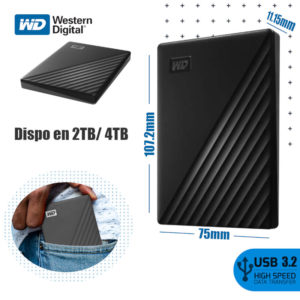 Disque-dur externe 2TB/ 4TB USB 3.2 WD My Passport Noir image #01