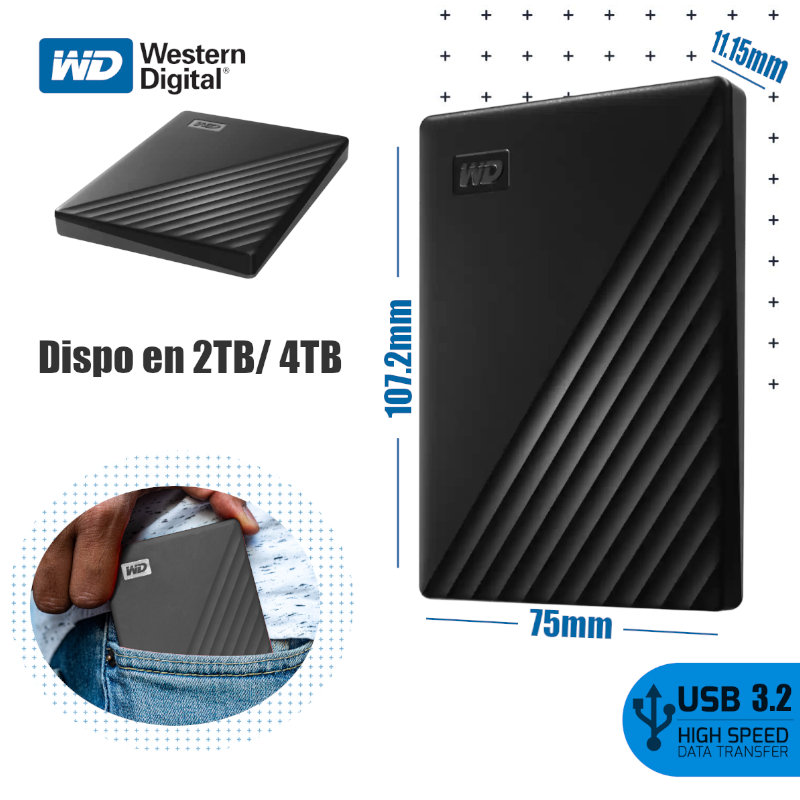 Disque dur externe WESTERN DIGITAL 2.5'' 4To My Passport Noir