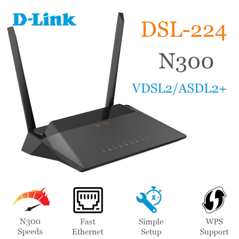 Modem Router DLink sansfil dsl224 N300 VDSL2/ADSL2+ CAPMICRO