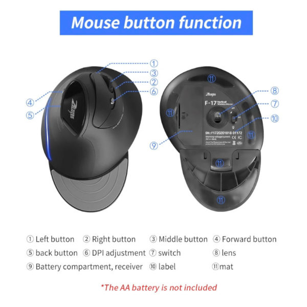 Souris Gaming sans-fil Zelotes F-17 2400 dpi 6 Boutons wifi image #06