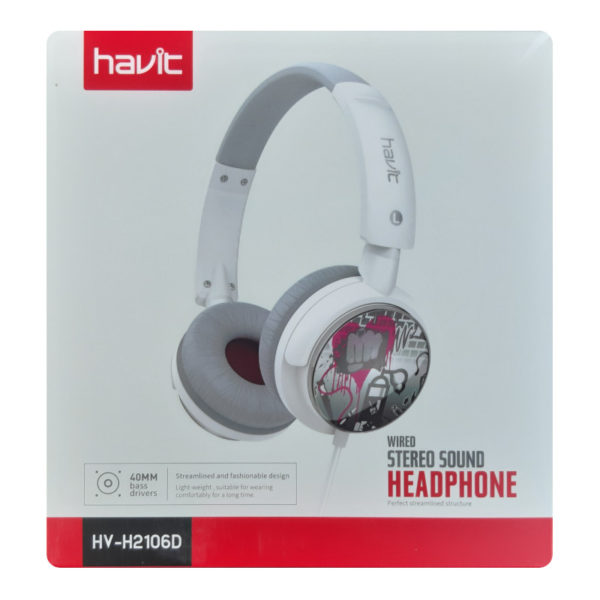 Casque Havit H2106D Blanc filaire pour téléphone pc.. image #02