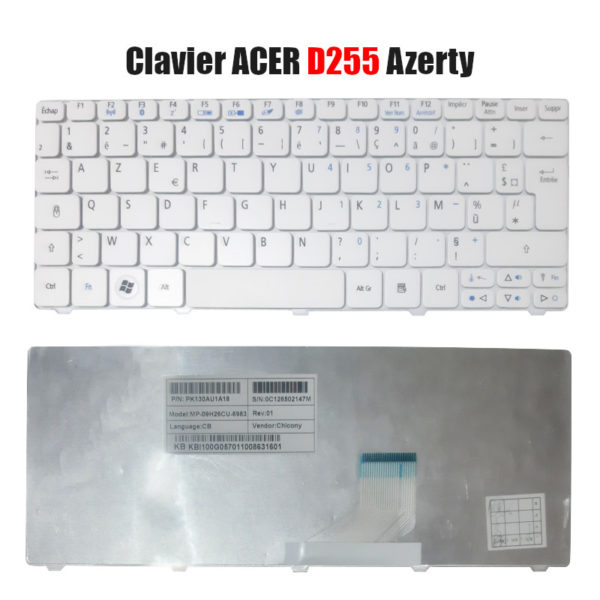 Clavier ACER Aspire-One D255 Azerty Blanc pour Laptop
