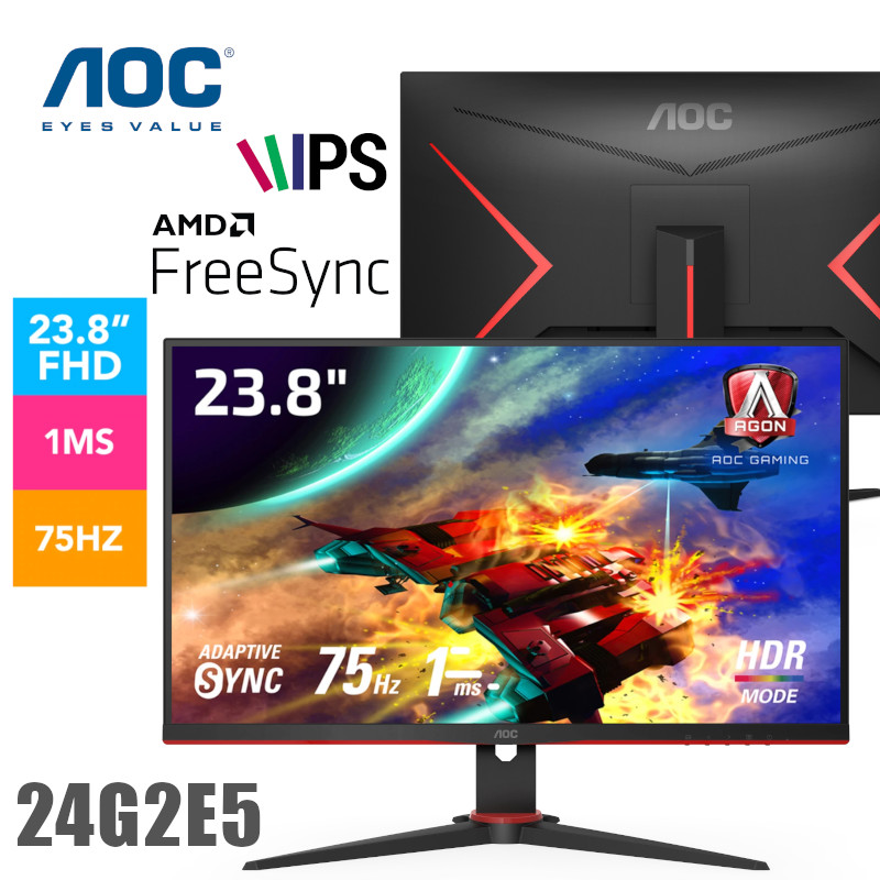 Ecran Gaming AOC 24G2E5 IPS 23.8″ FHD 75Hz/1Ms - CAPMICRO