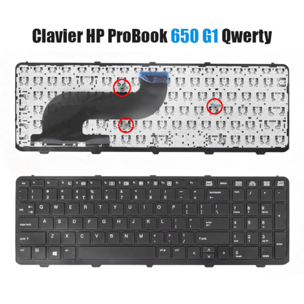 Clavier HP ProBook 650-G1 Qwerty Noir + pavé numérique