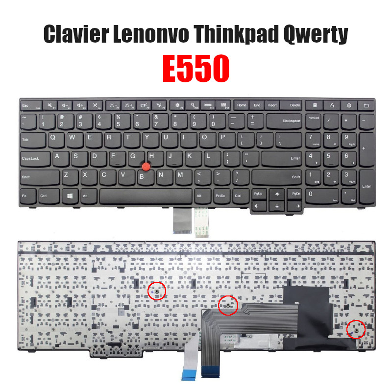 Junweier Clavier Français AZERTY pour Lenovo thinkpad Edge e550