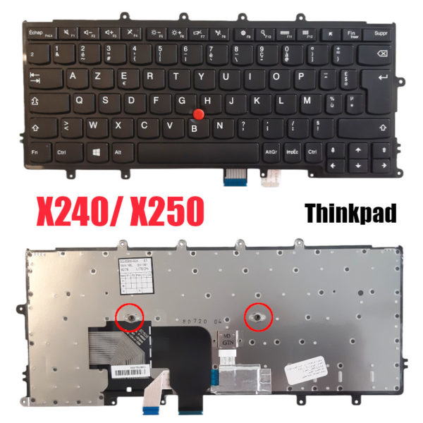 Clavier Lenovo ThinkPad X240-X250 Azerty Noir compatible