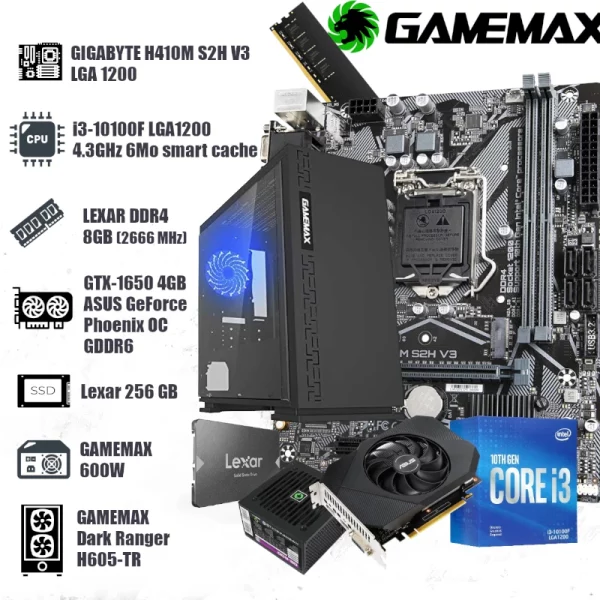 Config i3-10100F + GIGABYTE H410M + GTX-1650 4GB ASUS GDDR6 8GB 256SSD image 01