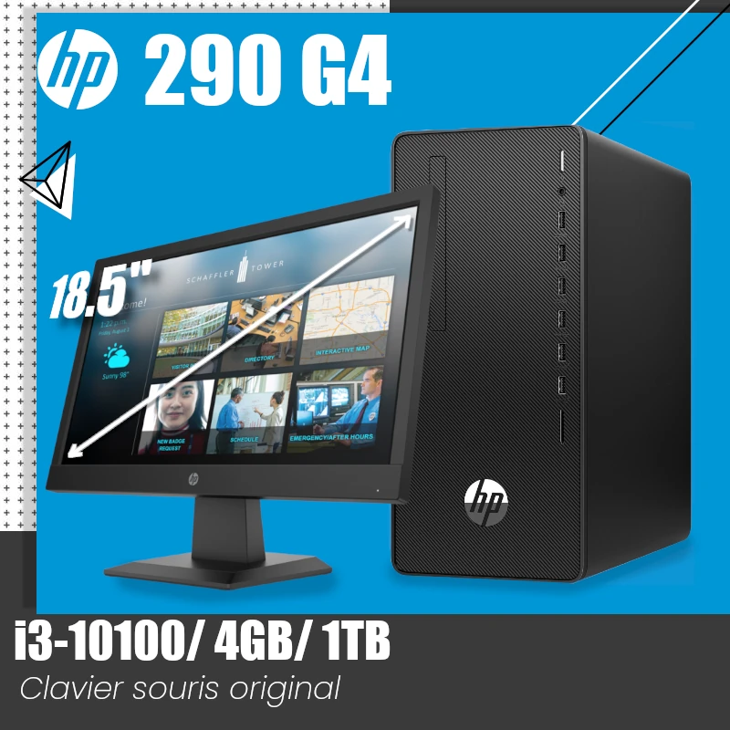 HP 290 G4 I3-10100 | 4GB | 1TB Ecran HP 18.5 image #01