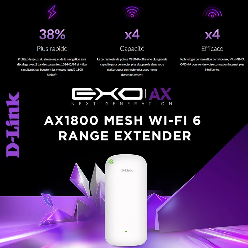 Répéteur Wi-Fi 6 EXO AX1800 Mesh D-link DAP-X1860 - CAPMICRO