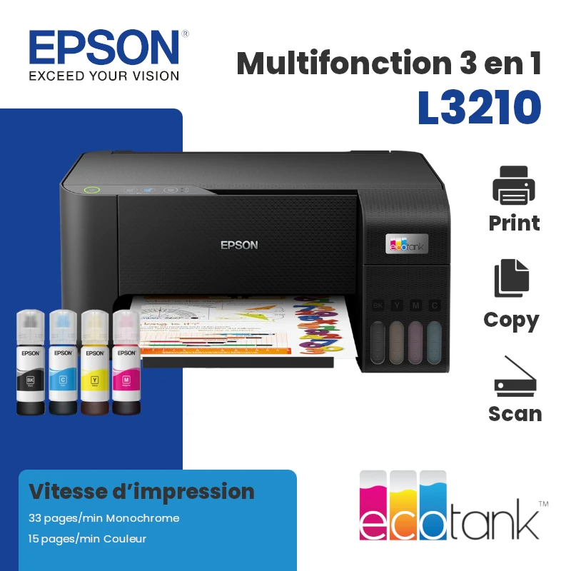 Epson EcoTank ET-4800 Imprimante à réservoir d'encre Wi-FI pour imprimante  à numériser jusqu'à 3 Ans d'encre Incluse : : Informatique