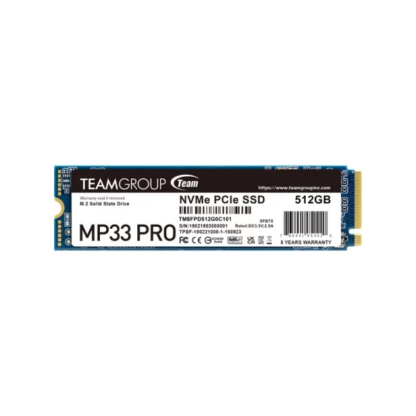 SSD NVMe M.2 512GB TeamGroup MP33 PRO PCIe Gen3X4 image #02