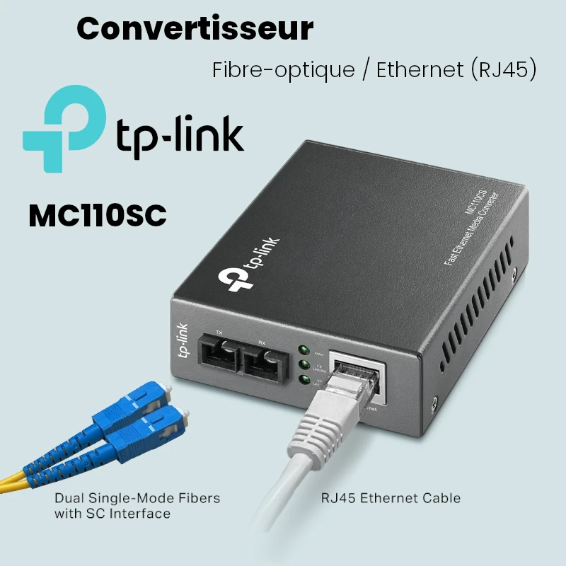 Convertisseur Fibre Optique RJ45 1Gbps - Convertisseurs Ethernet à fibre  optique (10/100 Mb/s)