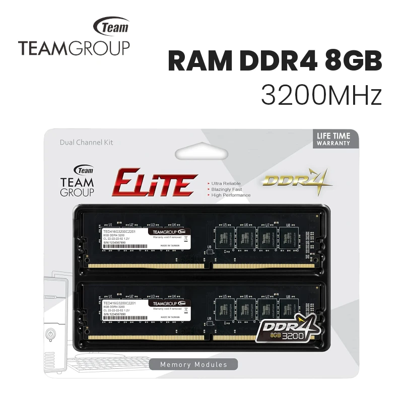 RAM 8GB DDR4 3200MHz TeamGroup Elite Laptop - CAPMICRO