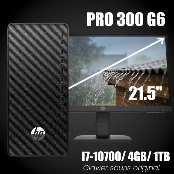 HP Pro 300 G6 I7-10700 | 4GB | 1TB Ecran HP 21.5″ image #01