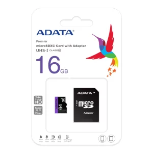 Carte Mémoire Adata 16Go microSDHC + adaptateur