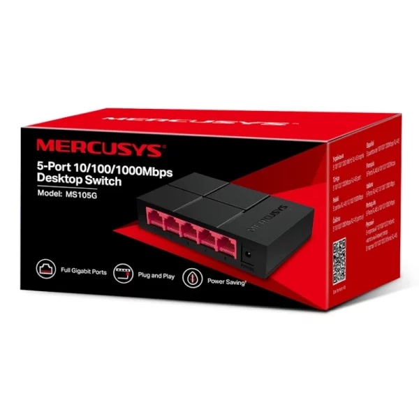 Switch Mercusys MS105G 5-ports 10-100-1000 Mbps image #03