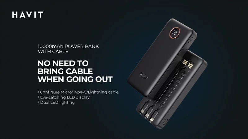 Power bank 20000mAh PB75 Havit avec cable image #06