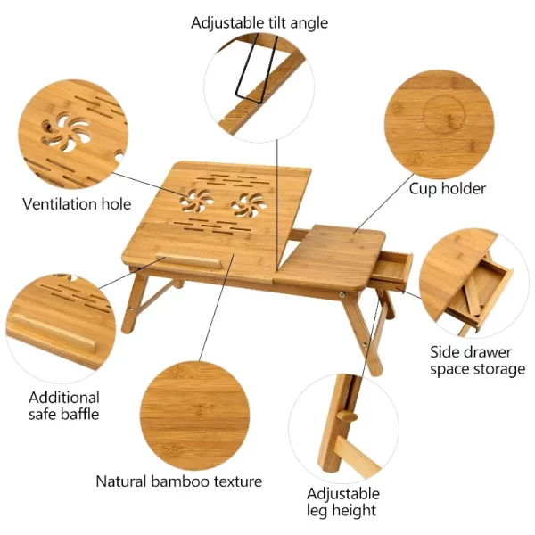 Table Laptop Bamboo BM60 Pliante -Refroidissement USB image #05