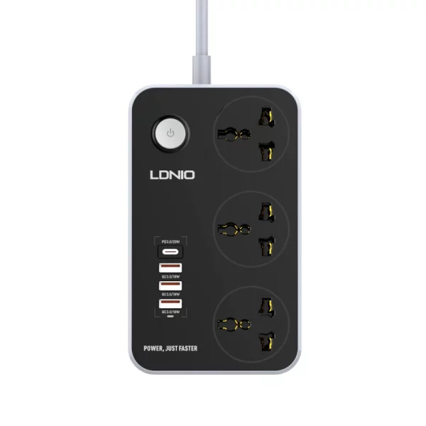Multiprise Ldnio 3 prises 220V 4 prises USB SC3412 2500W 10A image 01
