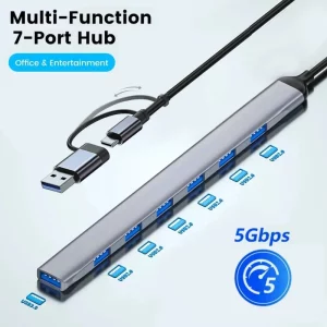 HUB 7IN1 TYPE C+USB3.0 TO 7USB3.0 H7001C (2)