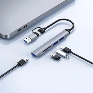 HUB TYPE C USB TO COMBO 5IN1 3 PORT USB3.0