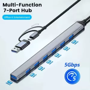 HUB 7IN1 TYPE C+USB3.0 TO 7USB3.0 H7001C (2)