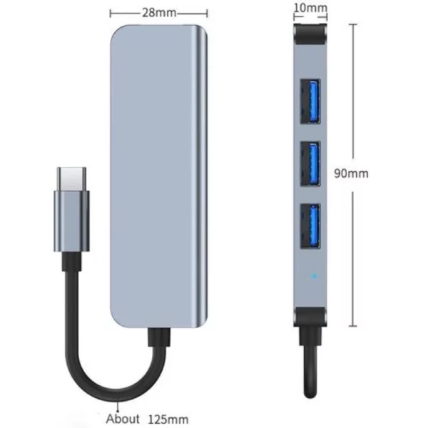 Hub Pro Tech USB‑C vers 4 ports USB‑A 3.0 1